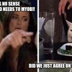 Confused Cat, screaming lady | DW COLBY HAS NO SENSE ON HUMOR AND NEEDS TO MYOB!! AGREED! 
WAIT.
 DID WE JUST AGREE ON SOMETHING?? | image tagged in confused cat screaming lady | made w/ Imgflip meme maker