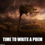time to write a poem | TIME TO WRITE A POEM | image tagged in time to write a poem | made w/ Imgflip meme maker