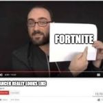 Minecraft Good Fortnite bad | FORTNITE; WHAT CANCER REALLY LOOKS LIKE | image tagged in vsauce | made w/ Imgflip meme maker