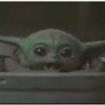 Excited baby yoda
