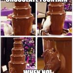 Birb | ME NEAR CHOCOLATE FOUNTAIN; WHEN NO ONES LOOKING | image tagged in birb | made w/ Imgflip meme maker