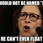 Moron Pamela Karlan | HE SHOULD NOT BE NAMED "BOB"; HE CAN'T EVEN FLOAT | image tagged in moron pamela karlan | made w/ Imgflip meme maker