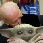 Biden sniffs Baby Yoda