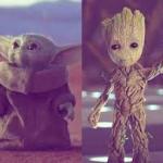 Baby Yoda VS Baby Groot meme
