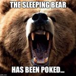 Don't poke the bear  | THE SLEEPING BEAR HAS BEEN POKED... | image tagged in don't poke the bear | made w/ Imgflip meme maker