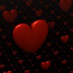 Red Hearts 3D on black background meme