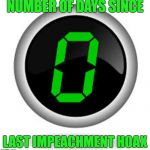 zero  | NUMBER OF DAYS SINCE; LAST IMPEACHMENT HOAX | image tagged in zero | made w/ Imgflip meme maker