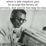 im gonna pretend i didnt see that | when a site requires you to accept the terms of services, but you're too lazy to read | image tagged in im gonna pretend i didnt see that | made w/ Imgflip meme maker