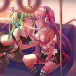 Miku undressing Luka while riding home on train