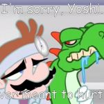 You mad yoshi | I'm sorry, Yoshi. I never meant to hurt you. | image tagged in you mad yoshi | made w/ Imgflip meme maker