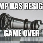 chess resign | TRUMP HAS RESIGNED! GAME OVER | image tagged in chess resign | made w/ Imgflip meme maker