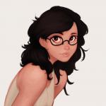 Anime Girl with Black Hair and Glasses