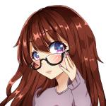 Anime Girl with Glasses Purple Eyes