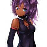 Cute Anime Girl with Blue Eyes and Purple Hair