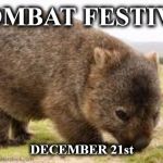 wombat | WOMBAT FESTIVAL; DECEMBER 21st | image tagged in wombat | made w/ Imgflip meme maker