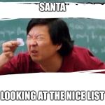 small paper | SANTA; LOOKING AT THE NICE LIST | image tagged in small paper | made w/ Imgflip meme maker