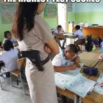 Hostile teacher | HER CLASS HAS THE HIGHEST TEST SCORES; IN HISTORY | image tagged in hostile teacher | made w/ Imgflip meme maker