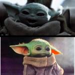 Happy baby yoda vs sad baby yoda meme