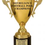 Trophy | 2019 RELIANCE 
FOOTBALL POOL 
CHAMPIONS; 2015 M. PRACHAR
2016 J. TODD
2017 D. JONES
2018 M. SMITH
2019 J. TODD | image tagged in trophy | made w/ Imgflip meme maker