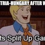 Let’s split up hang! | AUSTRIA-HUNGARY AFTER WW1 | image tagged in lets split up hang | made w/ Imgflip meme maker