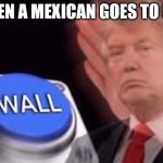 trump wall | WHEN A MEXICAN GOES TO USA | image tagged in trump wall | made w/ Imgflip meme maker