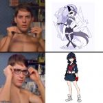 Peter Parker Glasses | image tagged in peter parker glasses,helluva boss,kill la kill | made w/ Imgflip meme maker