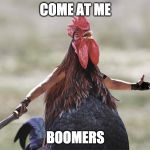 Come At Me Bro | COME AT ME; BOOMERS | image tagged in come at me bro | made w/ Imgflip meme maker