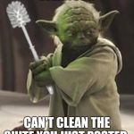 Brush yoda | EVEN YODA; CAN'T CLEAN THE SHITE YOU JUST POSTED. | image tagged in brush yoda | made w/ Imgflip meme maker