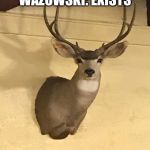 Staring Deer | MIKE WAZOWSKI: EXISTS; ME: | image tagged in staring deer | made w/ Imgflip meme maker