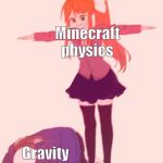 T pose | Minecraft physics; Gravity | image tagged in t pose | made w/ Imgflip meme maker