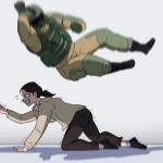 Soldier jumping on girl meme