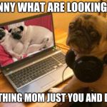 Horny Pug | JONNY WHAT ARE LOOKING AT; NOTHING MOM JUST YOU AND DAD | image tagged in horny pug | made w/ Imgflip meme maker