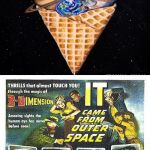 The Planets of the Solar System, Earth and Moon ice cream cone | image tagged in it came from outer space,solar system,planets,outer space,funnymemes,ice cream cone | made w/ Imgflip meme maker