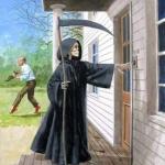 Grim Reaper Ringing Doorbell