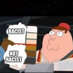 Racist Not Racist | RACIST; NOT
RACIST | image tagged in racist not racist | made w/ Imgflip meme maker