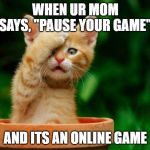 Come on | WHEN UR MOM SAYS, "PAUSE YOUR GAME"; AND ITS AN ONLINE GAME | image tagged in come on | made w/ Imgflip meme maker
