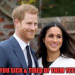 Prince Harry and Meghan | ARE YOU SICK & TIRED OF THEM YET??? | image tagged in prince harry and meghan | made w/ Imgflip meme maker