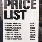 Consulting price list