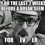 WHY does this happen | WHY DO THE LAST 2 WEEKS OF SCHOOL BEFORE A BREAK SEEM TO TAKE; FOR      EV      ER | image tagged in sandlot forever | made w/ Imgflip meme maker