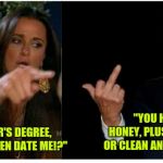 What? Surprised men don't care about your gender studies degree? | SINGLE, POST-WALL FEMINISTS; GOOD MEN; "YOU HIT THE WALL HONEY, PLUS YOU CAN'T COOK OR CLEAN AND YOU'RE BIPOLAR"; "I HAVE A MASTER'S DEGREE, WHY WON'T GOOD MEN DATE ME!?" | image tagged in woman yelling at trump,memes,mgtow,funny meme,woman yelling at a cat,funny | made w/ Imgflip meme maker