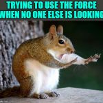 hode up! | TRYING TO USE THE FORCE WHEN NO ONE ELSE IS LOOKING | image tagged in hode up | made w/ Imgflip meme maker