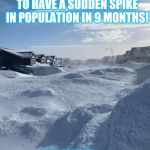 Newfoundland Snowstorm 2020 | NEWFOUNDLAND IS GOING TO HAVE A SUDDEN SPIKE IN POPULATION IN 9 MONTHS! WE WAIT.... | image tagged in newfoundland,snowstorm,blizzard | made w/ Imgflip meme maker