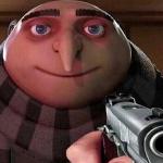 Gru holding a gun