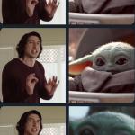 Kylo Ren teaches Baby Yoda to speak meme