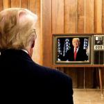Trump watching Trump on TV meme