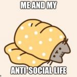 Pusheen cat in a burrito | ME AND MY; ANTI-SOCIAL LIFE | image tagged in pusheen cat in a burrito | made w/ Imgflip meme maker