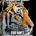 Silent Tiger | THINKING OF A MASTER PLAN... @TARSHAV.36QUOTES; CUZ AIN'T NOTHING BUT WEALTH INSIDE MY HANDS.. | image tagged in silent tiger | made w/ Imgflip meme maker
