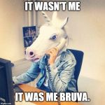 Unicorn Phone | IT WASN'T ME; IT WAS ME BRUVA. | image tagged in unicorn phone | made w/ Imgflip meme maker