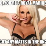 Sexy girl | SO, YOU'RE A ROYAL MARINE? GOT ANY MATES IN THE RN? | image tagged in sexy girl | made w/ Imgflip meme maker