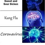 Expanding Brain Coronavirus | Sweet and Sour Sicken; Kung Flu; Coronavirus; COVELL BELLAMY III | image tagged in expanding brain coronavirus | made w/ Imgflip meme maker